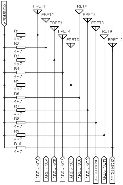 Conditioning circuit between the Arduino and the capacitive sensors